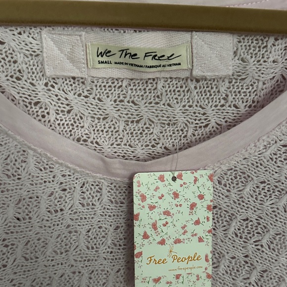 Free People Soft Pink Embroidered Knit Sweater - Picture 2 of 6